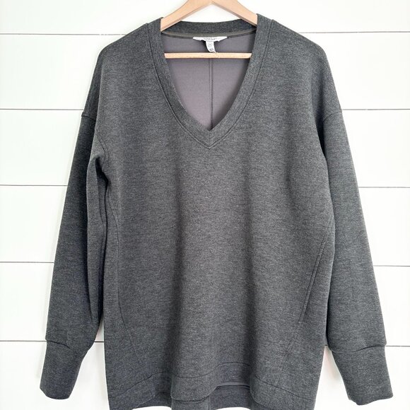 Spanx dark grey air essentials sweatshirt and wide leg pant set - Picture 2 of 9